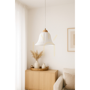 Anna taklampa, 1xE27, Max. 60 W, oljad ek / genomskinlig PVC-sladd / vit glasskärm, Ø 17,5 cm small 1