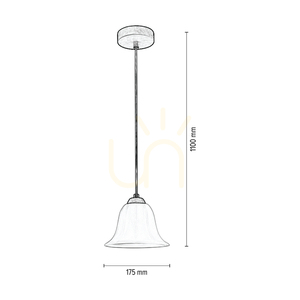 Anna taklampa, 1xE27, Max. 60 W, oljad ek / genomskinlig PVC-sladd / vit glasskärm, Ø 17,5 cm small 2