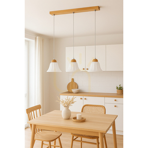 Anna taklampa 3xE27 Max. 60 W, oljad ek / genomskinlig PVC-sladd / vit glasskärm, 53 cm small 1