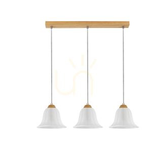 Anna taklampa 3xE27 Max. 60 W, oljad ek / genomskinlig PVC-sladd / vit glasskärm, 53 cm small 0