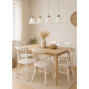 Anna taklampa 4xE27 Max. 60 W, oljad ek / genomskinlig PVC-sladd / vit glasskärm, 80 cm small 1