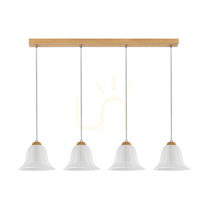 Anna taklampa 4xE27 Max. 60 W, oljad ek / genomskinlig PVC-sladd / vit glasskärm, 80 cm small 0