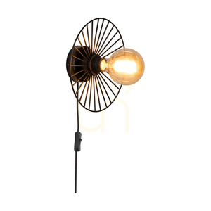 Antonella vägglampa 1xE27 Max. 25 W svart metall/svart flätad kabel, Ø 9 cm small 1