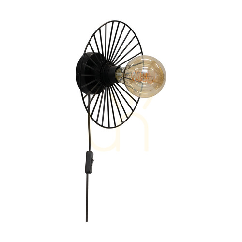 Kontrollera Antonella vägglampa 1xE27 Max. 25 W svart metall/svart flätad kabel, Ø 9 cm