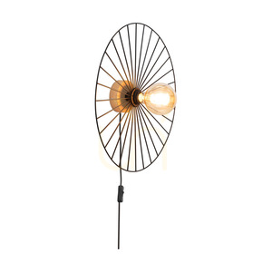 Antonella vägglampa 1xE27 Max. 25 W, oljad ek/svart metall/svart flätad kabel, Ø 9 cm small 1