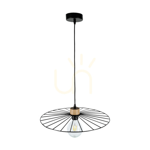 Kontrollera Antonella taklampa, 1xE27, Max. 60 W, oljad ek/svart metall/svart flätad sladd, Ø 45 cm