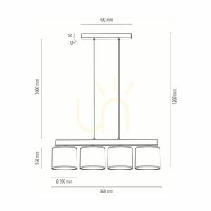 Aprillia taklampa 4xE27 Max. 25 W, oljad ek/genomskinlig PVC-sladd/svart lampskärm, 86 cm small 3