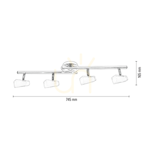 Taklampa Ariel, inkluderar 4xG9, Max. 28 W, krommetall/vita glasskärmar, 74,5 cm small 4