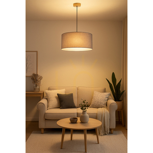 Asseto taklampa, 1xE27, Max. 60 W, oljad ek/antracit, flätad sladd/grå, lampskärm Ø 50 cm small 1