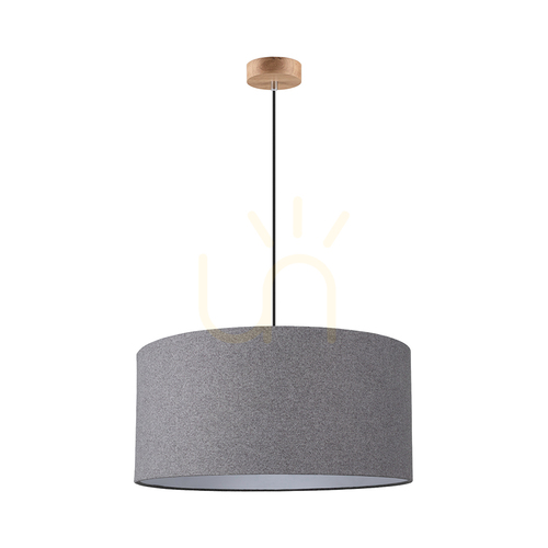 Kontrollera Asseto taklampa, 1xE27, Max. 60 W, oljad ek/antracit, flätad sladd/grå, lampskärm Ø 50 cm