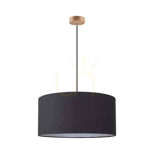 Kontrollera Asseto taklampa, 1xE27, Max. 60 W, oljad ek/svart flätad sladd/svart lampskärm, Ø 50 cm