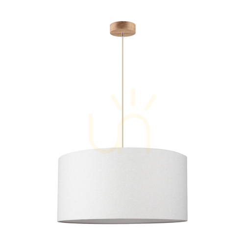 Kontrollera Asseto taklampa, 1xE27, Max. 60 W, oljad ek/krämfärgad, flätad sladd/beige lampskärm, Ø 50 cm