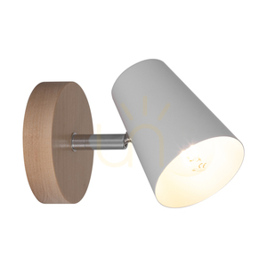 Astrid vägglampa 1xE14 Max. 40 W, björk/krom, metallskärm, vit, 17 cm small 1