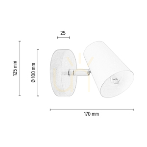Astrid vägglampa 1xE14 Max. 40 W, björk/krom, metallskärm, vit, 17 cm small 3