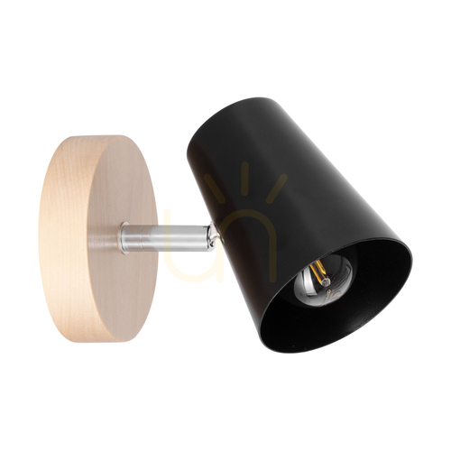 Kontrollera Astrid vägglampa 1xE14 Max. 40 W, björk/krom, metallskärm i svart, 17 cm