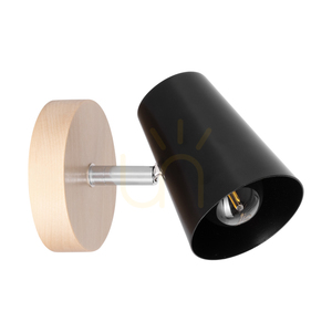 Astrid vägglampa 1xE14 Max. 40 W, björk/krom, metallskärm i svart, 17 cm small 0