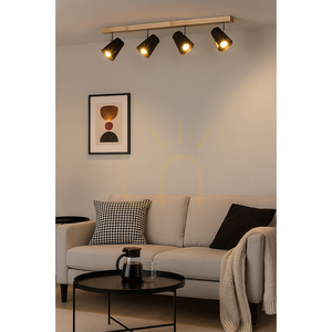Astrid taklampa, 4xE14, Max. 40 W, björk/krommetall/svart metallskärm, 81 cm small 2