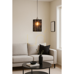 Atana taklampa, 1xE27, Max. 60 W, krommetall / genomskinlig PVC-sladd / svart lampskärm, 12 cm small 1