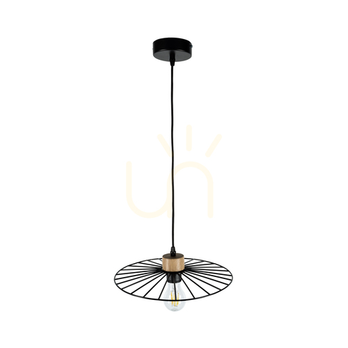 Kontrollera Ballerina taklampa 1xE27 Max. 60 W, oljad ek/svart metall/svart PVC-sladd, Ø 35 cm