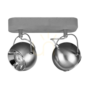 Taklampa i betong i kulform, inklusive 2 st. GU10-LED-lampor (max. 5 W), grå betong/satinmetall, 29 cm small 0