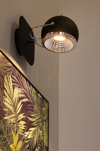 Vägglampa i kulform, inklusive 1 GU10-LED-lampa (max. 6 W), svart metall, 20 cm small 3