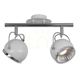 Taklampa med kulformad inre del. 2 st. GU10-LED, max.. 6 W, vit/krom, metall, 35 cm small 1