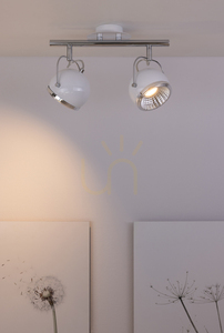 Taklampa med kulformad inre del. 2 st. GU10-LED, max.. 6 W, vit/krom, metall, 35 cm small 3