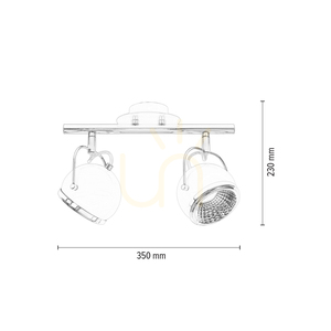 Taklampa med kulformad inre del. 2 st. GU10-LED, max.. 6 W, vit/krom, metall, 35 cm small 4