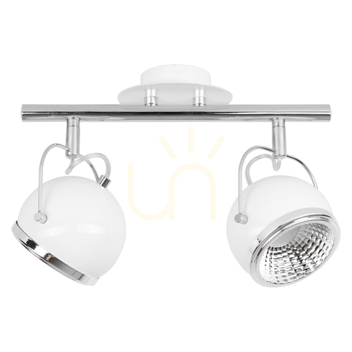 Kontrollera Taklampa med kulformad inre del. 2 st. GU10-LED, max.. 6 W, vit/krom, metall, 35 cm