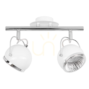 Taklampa med kulformad inre del. 2 st. GU10-LED, max.. 6 W, vit/krom, metall, 35 cm small 0