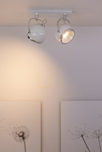 Kulformad taklampa, inklusive 2 st. GU10-LED-lampor, max. 6 W, vit metall, 29,5 cm small 3