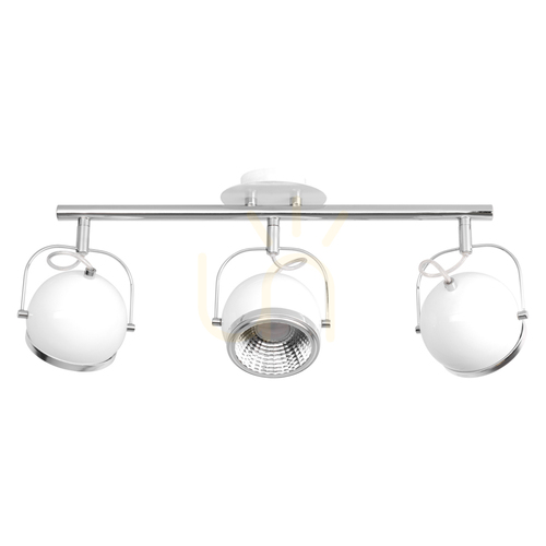 Kontrollera Kulformad taklampa, inklusive 3 st. GU10-LED-lampor, max.. 6 W, vit/krom, metall, 52,5 cm