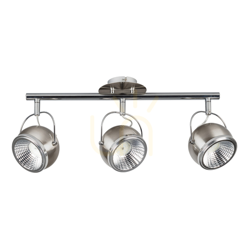Kontrollera Kulformad taklampa, inkluderar 3 st. GU10-LED-lampor, max. 6 W, satinmetall, 52,5 cm