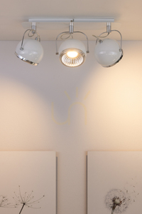 Kulformad taklampa, inklusive 3 st. GU10-LED-lampor, max. 6 W, vit metall, 42 cm small 3