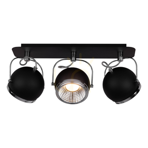 Kulformad taklampa, inklusive 3 st. GU10-LED-lampor, max.. 6 W, svart metall, 42 cm small 1