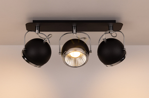Kulformad taklampa, inklusive 3 st. GU10-LED-lampor, max.. 6 W, svart metall, 42 cm small 3
