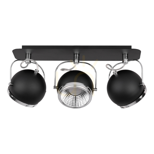 Kontrollera Kulformad taklampa, inklusive 3 st. GU10-LED-lampor, max.. 6 W, svart metall, 42 cm