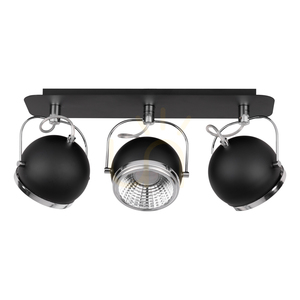 Kulformad taklampa, inklusive 3 st. GU10-LED-lampor, max.. 6 W, svart metall, 42 cm small 0