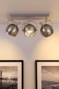 Kulformad taklampa, inklusive 3 st. GU10-LED-lampor, max.. 6 W, satinmetall, 42 cm small 3