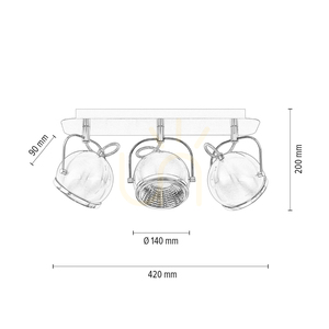Kulformad taklampa, inklusive 3 st. GU10-LED-lampor, max.. 6 W, satinmetall, 42 cm small 4
