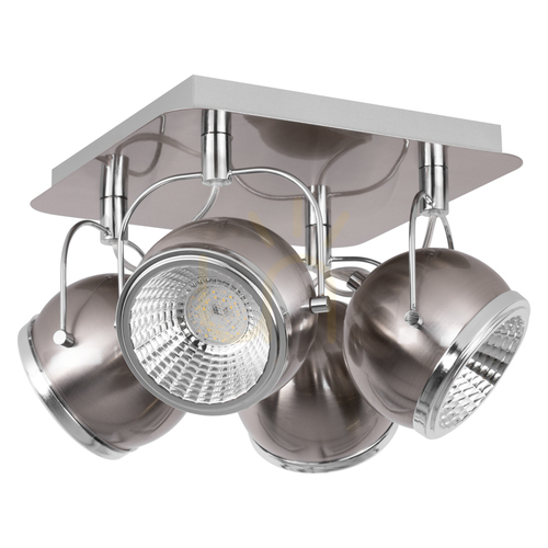 Kontrollera Kulformad taklampa, inklusive 4 stycken GU10-LED-lampor, max. 6 W, satinmetall, 26 cm