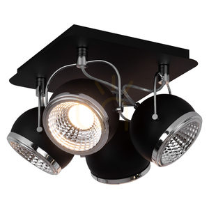 Kulformad taklampa, inklusive 4 stycken GU10-LED-lampor, max. 6 W, svart metall, 26 cm small 1