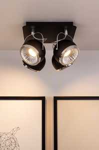 Kulformad taklampa, inklusive 4 stycken GU10-LED-lampor, max. 6 W, svart metall, 26 cm small 3