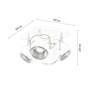 Kulformad taklampa, inklusive 4 stycken GU10-LED-lampor, max. 6 W, svart metall, 26 cm small 4