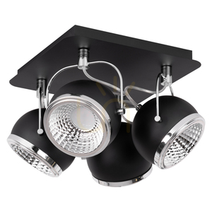 Kulformad taklampa, inklusive 4 stycken GU10-LED-lampor, max. 6 W, svart metall, 26 cm small 0