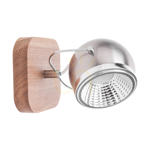 Kontrollera Ball Wood vägglampa, inklusive 1 st GU10-LED (max. 6 W), oljad ek / satinmetall, 14 cm