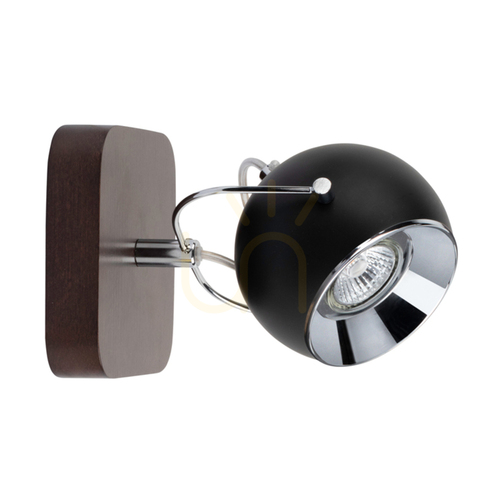 Kontrollera Ball Wood vägglampa, inklusive 1 st GU10-LED (max. 5 W), bok- och valnötsträ / svart metall, 21 cm