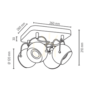 Taklampa i trä med kulform, inklusive 4 st. GU10-LED-lampor (max. 5 W), bok- och valnötsträ / svart metall, 26 cm small 2