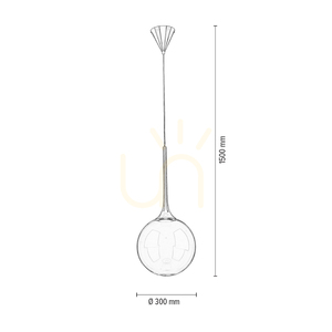 Ballare taklampa, inklusive 1 st LED-lampa 2700K 9W, svart metall/klar glasskärm, Ø30 cm small 3
