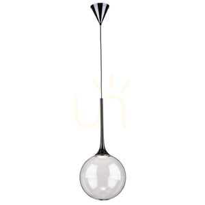 Ballare taklampa, inklusive 1 st LED-lampa 2700K 9W, svart metall/klar glasskärm, Ø30 cm small 0